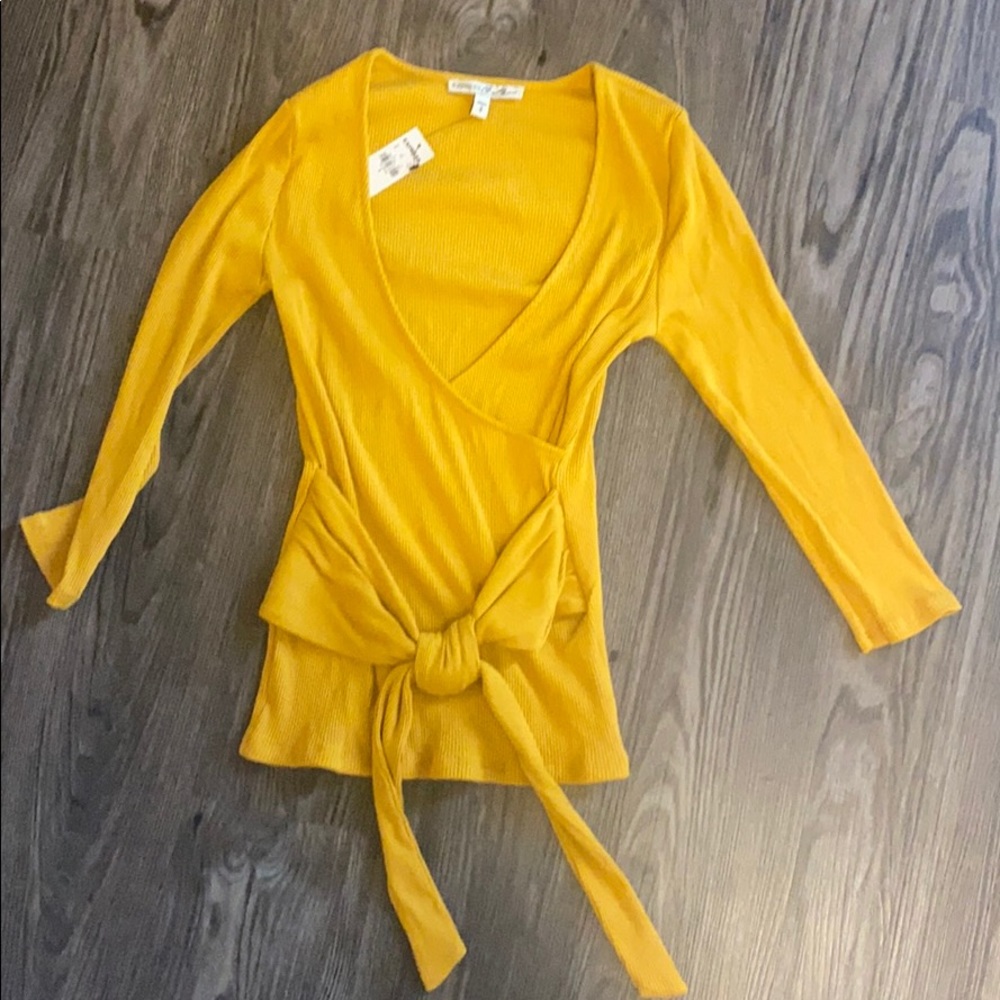 Marigold faux wrap vneck top